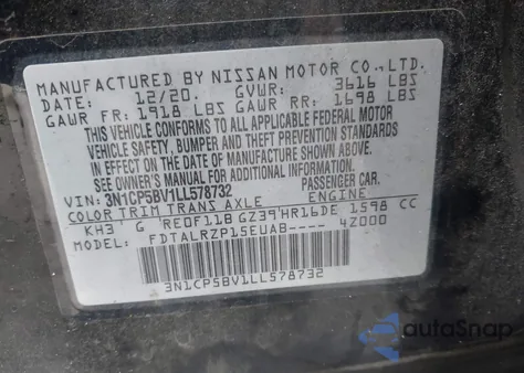 2020 Nissan Kicks S Xtronic Cvt из США, поврежденный, VIN 3N1CP5BV1LL578732